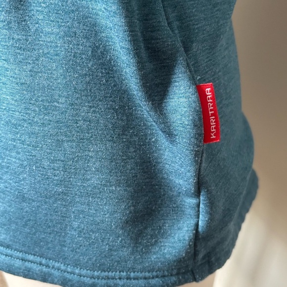 Kari Traa Blue and Red-Orange Fleece Mid Layer Quarter-zip Top, XL - Picture 7 of 12